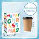 JarThenaAMCS Christmas Gift Bags with Handle Colorful Stripes Santa Paper Paper Bag Merry Christmas Candy Goodie Treat Bags for Birthday Baby Shower Party Favor Supplies, 16Pcs