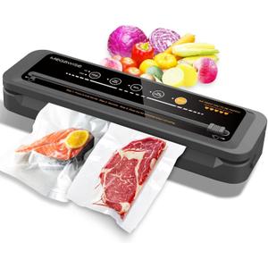 MegaWise Vacuum Sealer Machine | 80kPa Suction Power| Bags and Cutter Included | Compact One-Touch Automatic Food Sealer with External Vacuum System | Dry Moist Fresh Modes for All Saving needs, Black