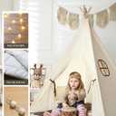 besrey Kids Tent, Teepee Play Tent with Lights and Padded Mat, Portable Cotton Tipi for Indoor Reading and Playtime