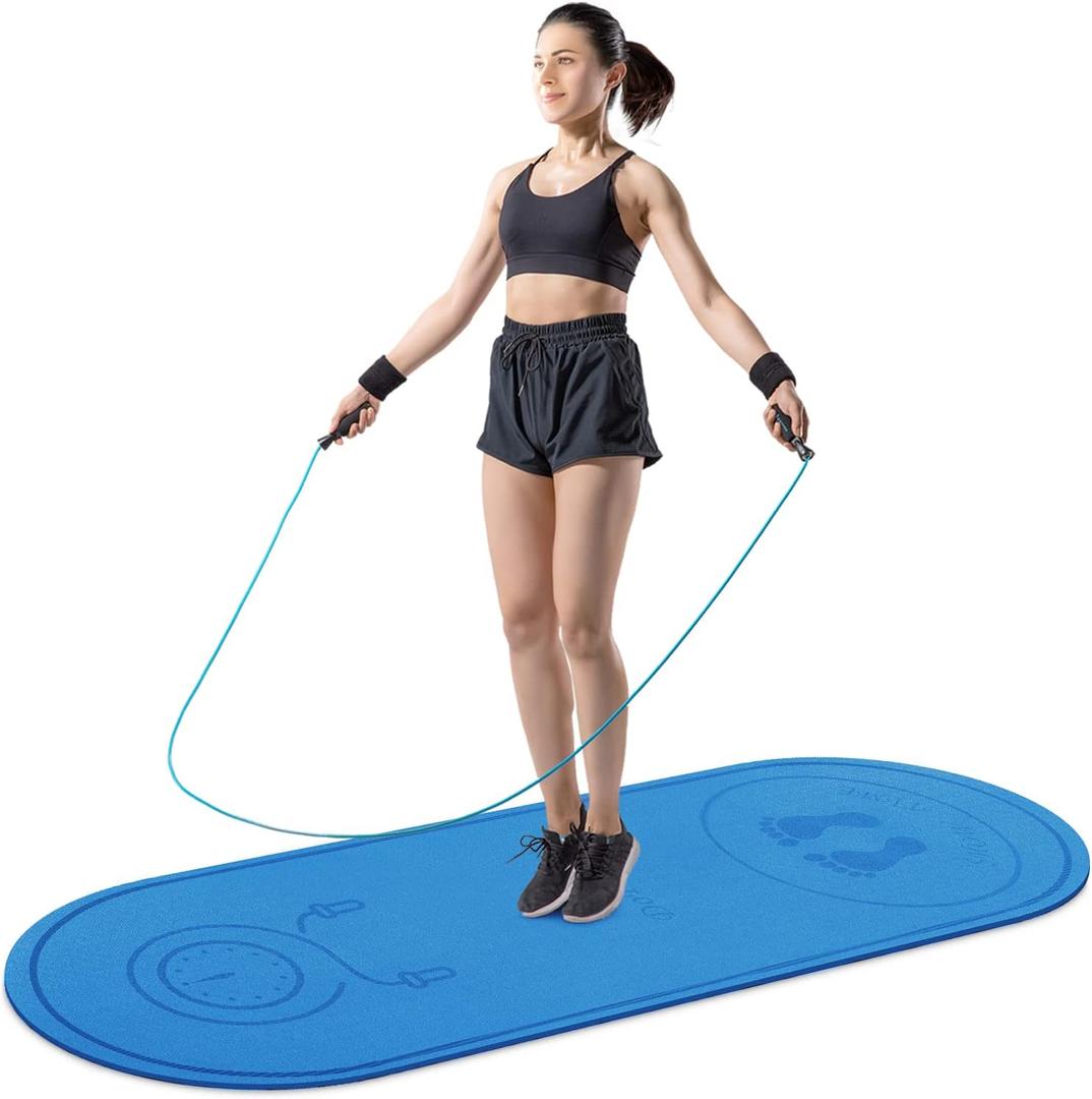 Jump Rope Mat 71"/63"x24" Larger Non-Slip Indoor Outdoor Exercise Fitness Mat, High-Density Workout Shock Absorption for Home Gym Flooring Concrete Jumping Rope