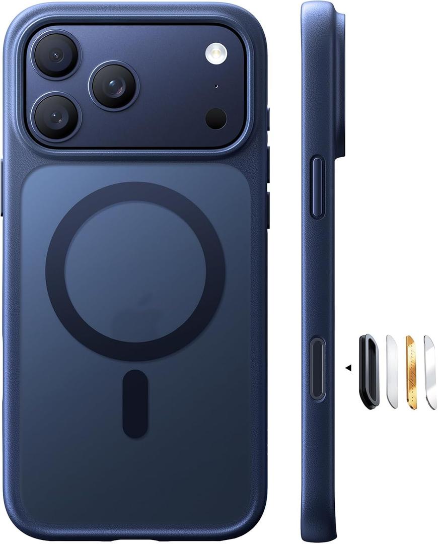 TORRAS Magnetic Shockproof for iPhone 17 Pro Case, Fit for MagSafe, Military-Grade Protection, Camera Control Button, Slim Translucent Anti-Fingerprint Phone Case for iPhone 17 Pro 6.3", Deep Blue