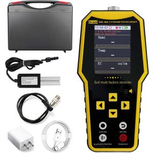 7 in 1 Soil Tester, Nitrogen Phosphorus Potassium NPK Tester, Handheld Soil PH Meter Kit, Temperature, Conductivity, Moisture, EC Meter for Petrochemical, Agriculture - Yellow