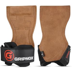 Premium Weight Lifting Grips & Straps for Deadlifts & Powerlifting – Anti-Slip Leather and Rubber Grip with Padded Wrist Wrap Support, Size: Large 7.50"-8.50" Wrist Size