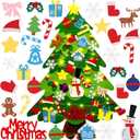 Montessori Felt Christmas Tree for Toddlers with 32Pcs Detachable Tree Ornaments, Montessori Christmas Tree Felt with Lights, Ideal DIY Set (38.6 * 27.6 In)