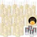 YOROXRG 24 Pack Christmas Decoration Flickering Flameless Candles,Battery Operated Candles,LED String Lights LED Candles for New Year, Home Decor, Parties,Wedding(D2.2 xH 5" 6" 7") (Ivory)