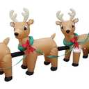 12 FT Long Lighted Christmas Inflatable Santa Claus on Sleigh with 3 Reindeer – Outdoor/Indoor Yard Blow-Up Holiday Decoration with Built-in Lights, Self-Inflating Blower & Weather-Resistant Material