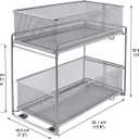 2 Tier Sliding Basket Stackable Cabinet Pull-Out Drawer Mesh Organizer for Kitchen Under Sink Storage (Silver)