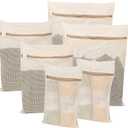 6-Piece Bag, Durable Cotton Mesh Laundry Bag, Sturdy Zipper, Breathable Mesh, Exquisite Laundry Bag for Underwear, Clothes, Pants, Shoes and Socks (Beige)