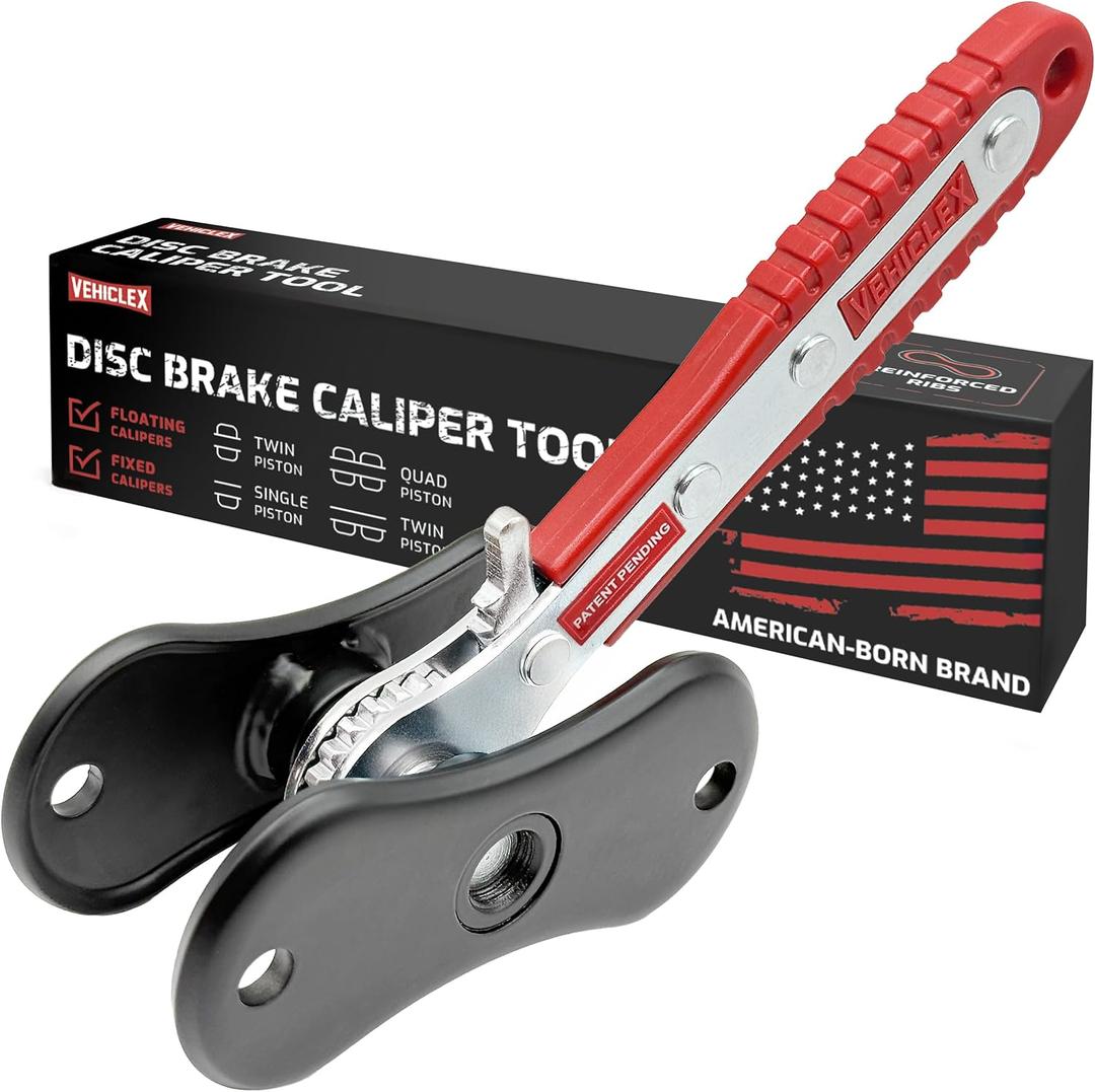 Vehiclex Brake Caliper Compression Tool Heavy Duty Brake Pad Spreader Tool with Ratcheting Handle & Rib-Reinforced Plates Caliper Piston Compressor Tool for Cars, SUVs, and Light Trucks