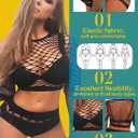 2 x Women's Mesh Lingerie Fishnet Babydoll Mini Dress Bodysuit See Through Shirts Long Sleeves Lingerie Bodysuit Cover Up (Black)