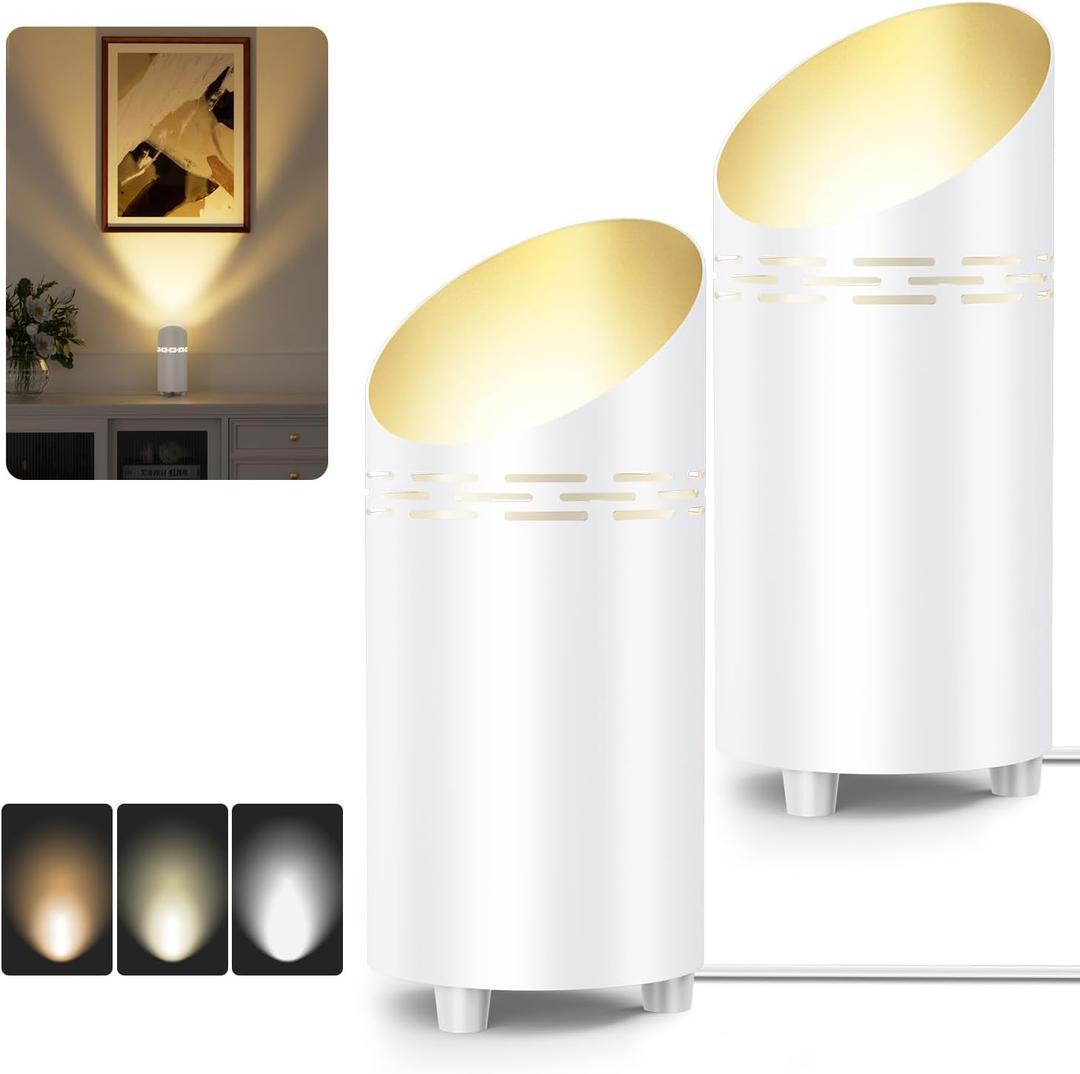 2 Pack Uplights Indoor Floor Can Lights, 3000K/4000K/6000K Spotlight Indoor with GU10 Bulbs, Uplighting Spotlights with Foot Switch for Living Room Corner Sofa House Plant Wall Artwork Decor