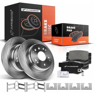 A-Premium 11.10 inch (282mm) Rear Solid Disc Brake Rotors + Ceramic Pads Kit Compatible with Select Acura and Honda Models - TL 2004-2008, Element 2004-2011, 6-PC Set