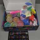 124 Pcs DIY Slime Making Kit for Girls Boys - Birthday Idea for Kids Age 5+. Ultimate Supplies Include 28 Crystal Slime, 2 Glow in The Dark Powder, 48 Bottle Glitter Jar etc.