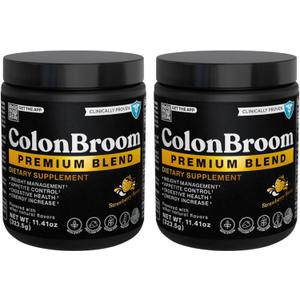 ColonBroom Premium Weight Management Supplement (Strawberry) - Colon Broom Psyllium Husk Fiber Powder Drink - Gluten Free, Non-GMO Colon Cleanse for Bloating Relief & Gut Health, 100 Servings (11.41 Ounce (Pack of 2)