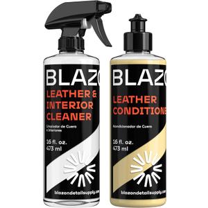 BLAZON Leather & Interior Cleaner + Leather Conditioner COMBO- All-in-one Kit- full car interior cleaner and revitalizing leather conditioner- Auto, Home, Office, Apparel & more