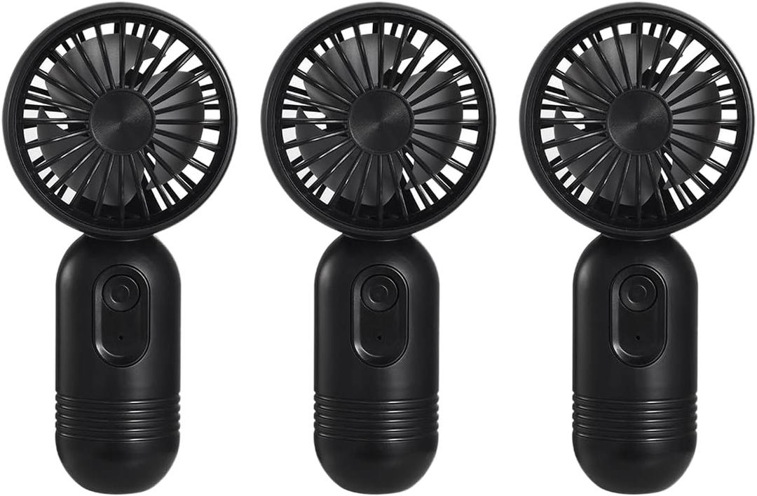 VanSmaGo Portable Mini 3-pack Handheld Personal Small Fan with 3-speed for Travel, USB Rechargeable Battery Operated Eyelash Fan, Black