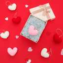 Fumwase 24PCS Crochet Heart Ornaments for Valentine Tree Handmade Red Pink White Hanging Heart Vase Filler for Home Wedding Anniversary Party Decor (Red Pink White)