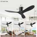 52 Flush Mount Ceiling Fans No Lights and Remote/APP Control, 6 Speed DC Motor, Low Profile Ceiling Fan Without Light for Bedroom, Hallway,Indoor/Outdoor(Matte Black)