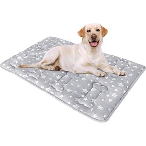 Dog Crate Bed Mat (36" X 23"), Soft Dog Bed Mat with Cute Stars, Personalized Crate Pad, Anti-Slip Bottom, Machine Washable Kennel Pad (Grey)