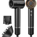 Hair Dryer, 150000 RPM High-Speed Brushless Motor Negative Ionic Blow Dryer for Fast Drying, Low Noise Thermo-Control Hair-Dryer-with-Diffuser and Nozzle (Black)