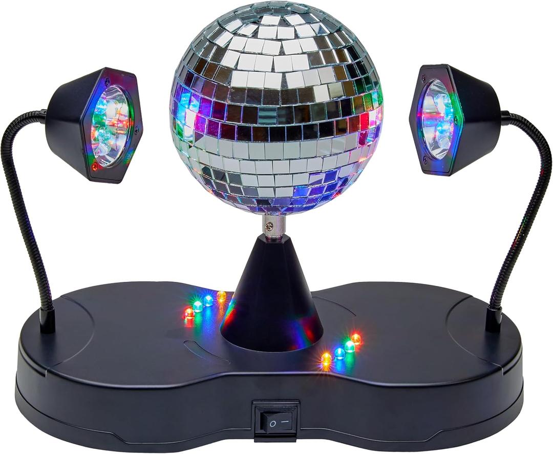 Playbees Rotating Disco Ball - LED Revolving Disco Ball with Movable Strobe Lights for Disco Party Decor, Mirror Lights Party, Mini Lava Lamp Alternative, 30 Second Dance Party