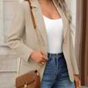 MEROKEETY Blazers for Women 2026 Long Sleeve Open Front Suit Jacket Business Casual Work Office Blazer (L)