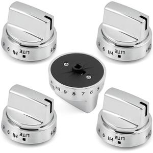 WB03X24818 KIP 5G92 Stove Knobs Cooktop Replacement Parts for GE Range Cooktop Oven Knob Adora JGB700SEJ4SS Gas Stove Top Knob JGB735SP1SS JGB700SEJ1SS Surface Burner Control Knobs 5 Pcs