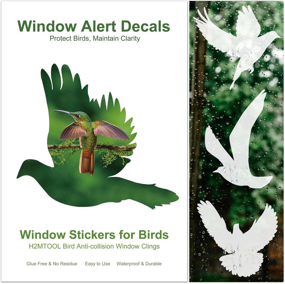 Window Decals to Prevent Bird Strikes, 32 pcs Bird Window Clings Anti Collision Window Sticker for Glass Door