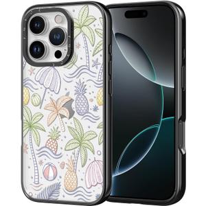for iPhone Case - [6.6 ft Military-Grade Drop Protection] [Anti-Peel Technology] Clear Black TPU Bumper Case with Cute Design (Tropical Rainforest, iPhone 16 Pro)