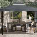 10x10 FT Gazebo Replacement Top, Canopy Replacement Cover Double Tiered for Outdoor BBQ Roof Cover Grill Shelter (Dark Gray)