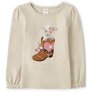 Gymboree Baby Girls' and Toddler Fall and Holiday Embroidered Graphic Long Sleeve T-Shirts 12-18 M/M