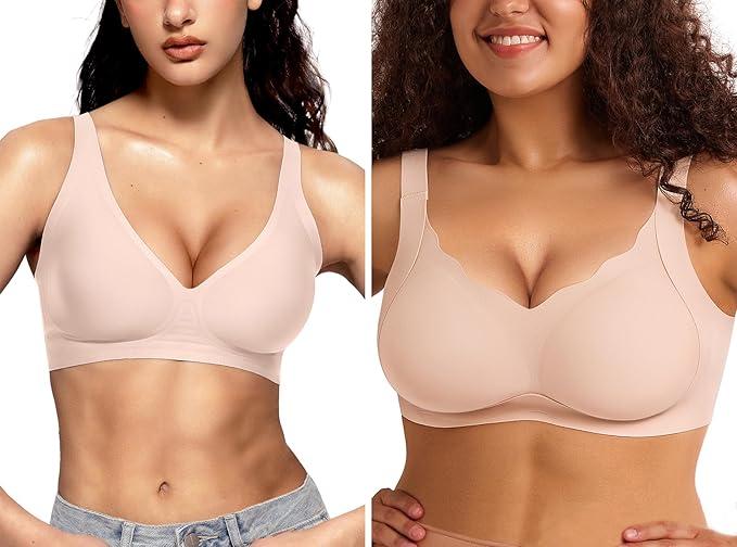 Vertvie Scalloped Plus Size Bra, (Nude,S)
