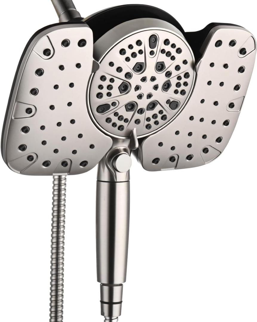 Nickel 2.5GPM Shower Head with Handheld High Pressure: 10 Rainfall Shower Head & HandHeld Shower Head, 10 Spray Settings Detachable Shower Head with ON/OFF Switch and 15-Stage Filter