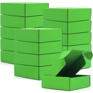 15 Pcs Cardboard Boxes Shipping Boxes, Recyclable Corrugated Cardboard Box Small Mailing Storage Gift Boxes for Shipping, Mailing, Gifts Packaging, Small Business, 6x6x2" (Grass Green)