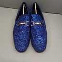 Men's Penny Slip-on Glitter Loafer Metallic Moc-Toe Tuxedo Dress Shoes Sparkly Sequins Smoking Slipper Prom Party Wedding Comfortable Lightweight Size 9