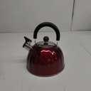Mr. Coffee Twining 2.1 Quart Pumpkin Shaped Stainless Steel Whistling Tea Kettle, Metallic Red