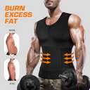 Cimkiz Men's Waist Trainer Sauna Suit Shirt, Gym & Exercise Compression Vest, Sweat-Boosting Workout Top (Black, XL)