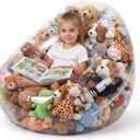 Novabright Clear Stuffed Animal Storage Bean Bag Chair Cover Extra Large 150l, Waterproof & Easy-clean Toy Organizer with Plastic Window, For nursery, Bedroom, Playroom (Cover Only, No Filler)