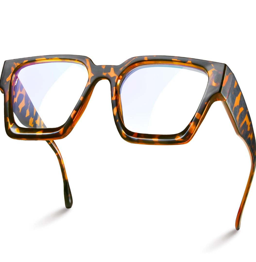 livho Oversized 99% Blue Light Glasses for Woman - Rectangle Fashion Glasses for Computer, Chic Preppy Frame - Anti Eyestrain