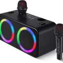 Karaoke Microphone Machines Kids Adults, Karaoke Machine Bluetooth Sound Effects, Bluetooth Wireless Speakers Kareokee Machine Light TF Card/USB Portable Home Party Outdoor/Indoor, Black