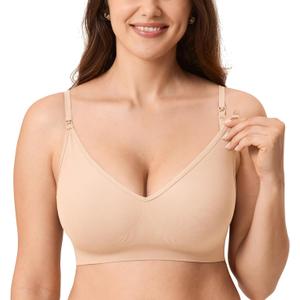 MOMANDA Seamless Nursing Bras for Breastfeeding Beige Small