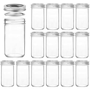 VERONES Mason Jars 12 OZ, 14 pcs Canning Jars Jelly Jars With Regular Lids, Ideal for Jam, Honey, Wedding Favors, Shower Favors