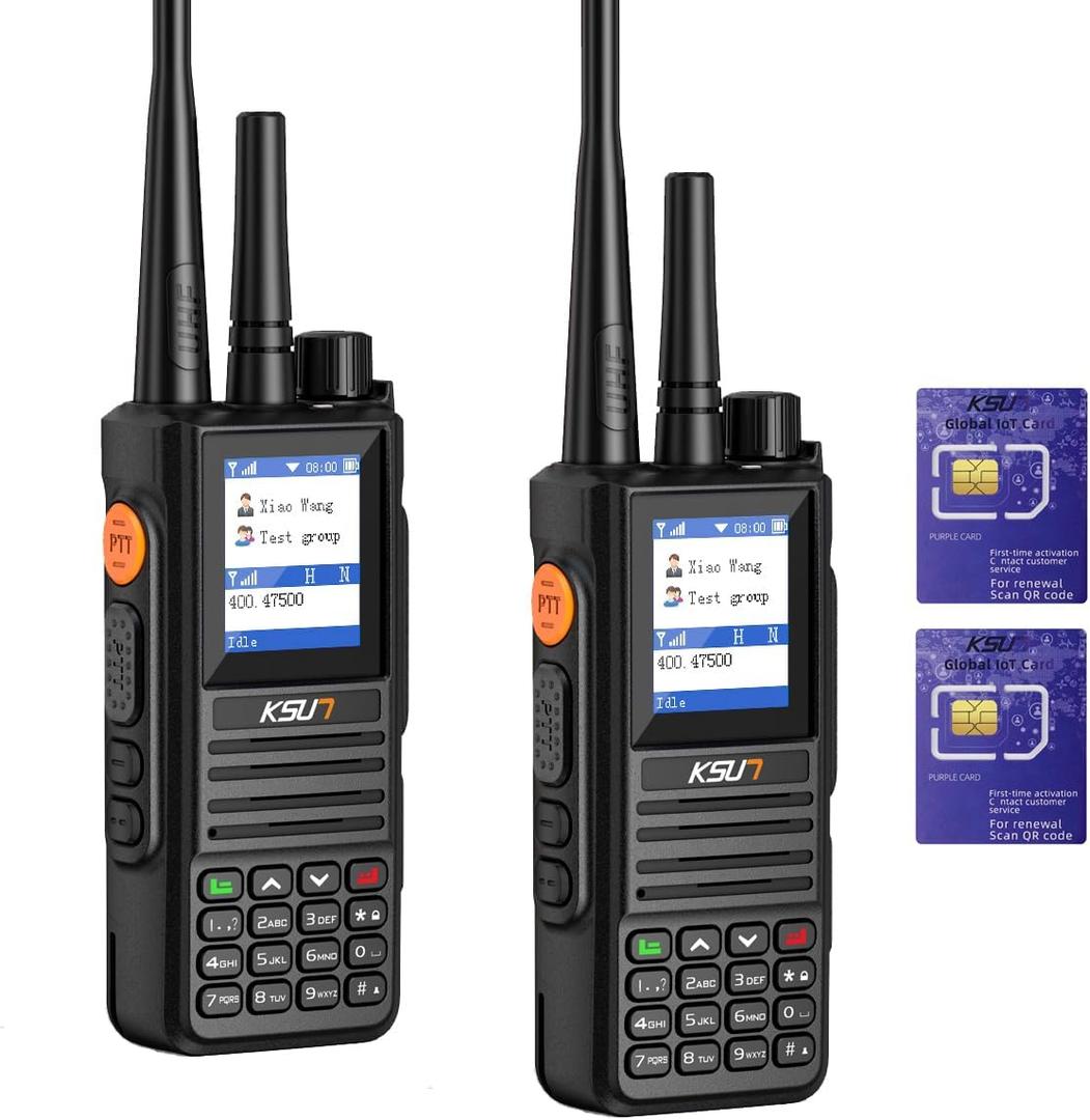 KSUN 4G POC Network Radio with 1 Year Pre-Paid SIM Card Walkie Talkies Long Range 5000 Miles, Handheld UHF Dual Mode & Antenna Relay Function,Gifts for Outdoor Hiking, Camping KSUN CT58 (2 Pack)