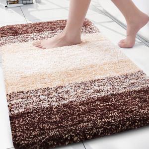 Arotive Microfiber Bathroom Rugs, Shaggy Soft and Absorbent Bath Rug, Non-Slip, Thick Plush Machine Washable Dry Bath Mats for Bathroom, Tub and Shower, 30x20, Brown, Rectangular