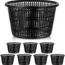 Weysat 8pcs Pond Plant Baskets Hydroponic Baskets 8.3 Inch Round Aquatic Plant Net Pot Large Plastic Net Container Black Mesh Pond Container for Hydroponics Live Aquarium Nursery Grow