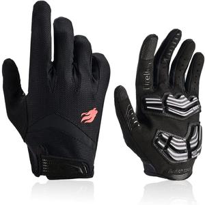 FIRELION Cycling Gloves for Men/Women - Full Finger/Half Finger Padded Bicycle Gloves with Non-Slip, Shock-Absorbing Touchscreen Technology for MTB, DH, Road Racing & Outdoor Use (Large)