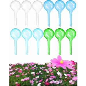 Plant Watering Globes,12PCS Plastic Self Watering Bulbs, Watering Bulbs for Indoor/Outdoor Plants,Automatic Watering System for Potted Plants.4 Colors(Clear&Lake Blue&Blue&Green)