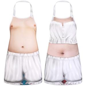 Hillban 2 Pack Funny Apron Creative Cooking Apron with Adjustable Waist Ties Holiday Aprons for Party Men Women (Big Belly Theme)