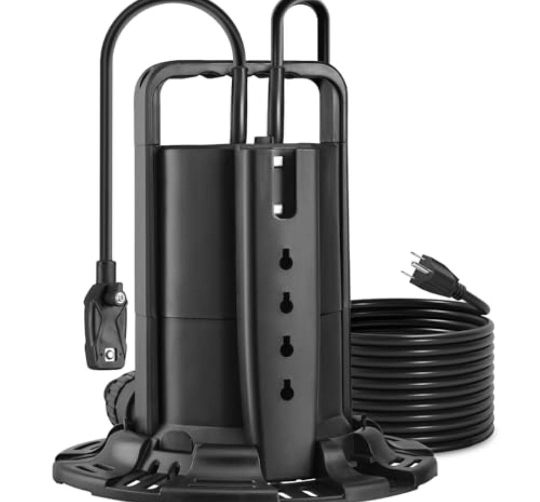 SURAIELEC 3/4 HP Automatic Swimming Pool Cover Pump, Submersible Water Pump with Check Valve Adapter & 25 FT Power Cord, 2245 GPH Water Removal for Pool Draining, Hot Tubs, Rooftops, Water Beds
