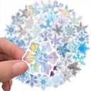 11 x Snowflake Stickers for Winter Christmas Decoration| 50 Pcs Snowflake Waterproof Vinyl Stickers for Window Water Bottles Bicycle Laptop Refrigerator Luggage Computer Mobile Phone Skateboard Bike Decals